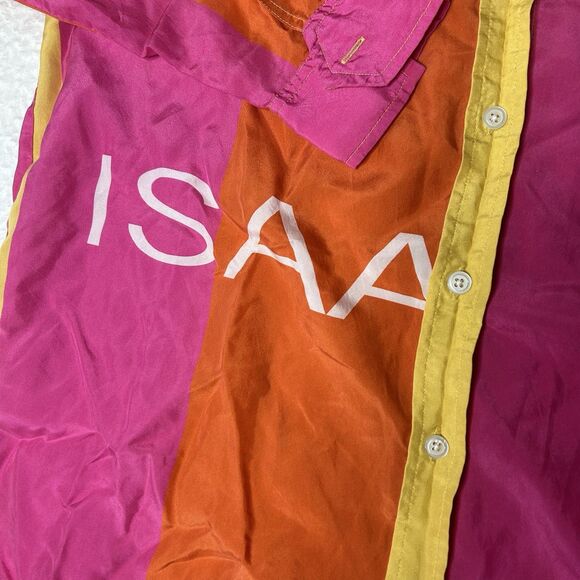 Isaac Mizrahi Women’s S 100% Silk Pink Colorblock Button Up Long Sleeve Blouse - Picture 2 of 7